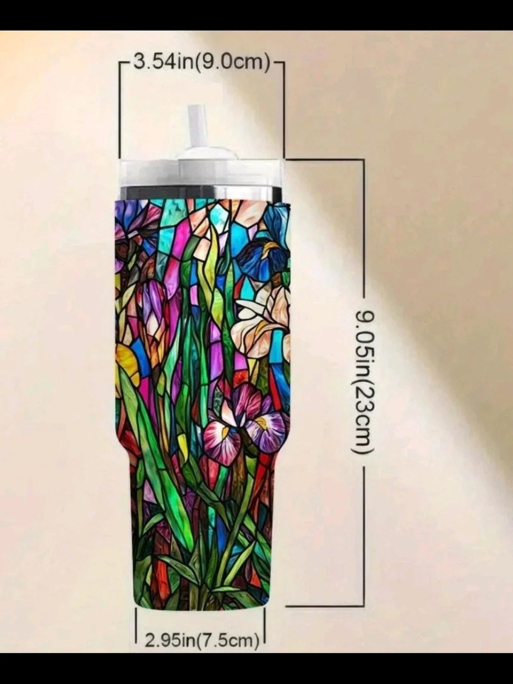 30 Oz. Stained Glass Look Floral Stainless Steel Tumbler 